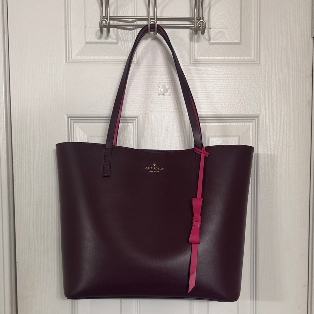 Kate Spade Dark Purple Tote with Pink Accent
